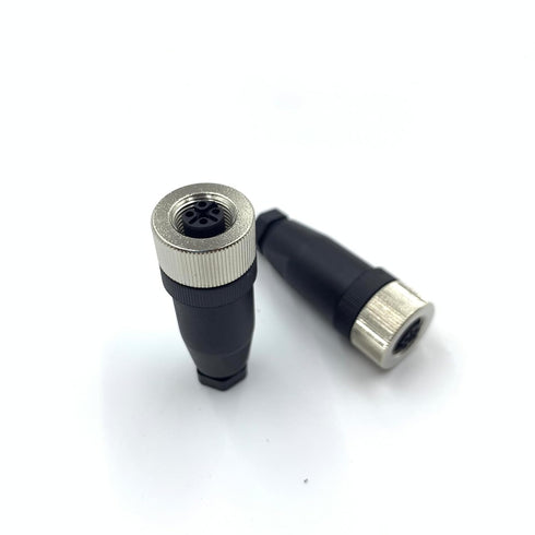 2Pcs M12 4 Pin Female Circular Connector, D Code Industrial Circular Connector IP67 Waterproof Field Assembly Wireable Sensor Straight Type Unshiled Adapter for PG7 Cable 250V 4A AC/DC