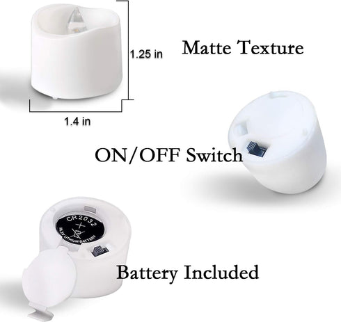 Homemory 24-Pack Pure White Flameless LED Tea Lights Candles, 200+ Hour Battery Operated Fake Electric Votive for Home