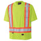 Pioneer High Visibility Lightweight Birdseye Safety Shirt, Short Sleeved Crew Neck with Reflective Tape, Yellow/Green,