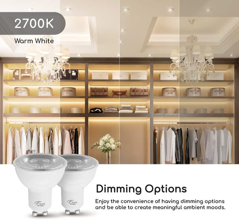 Euri Lighting EP16-7W5020eG-2 Dimmable LED PAR16, GU10 Base, 7W (50W Equal), 500lm, 2700K Warm White, 2 Count