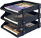 UnionBasic 3-Layer Faux Leather Document Paper Letter Tray, Desktop File Sorter Organizer Tray, Black