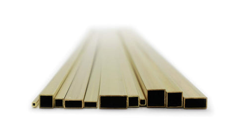 K & S 3406 Brass Square & Rectangular Tube Assortment, 11 Pieces, Made in The USA