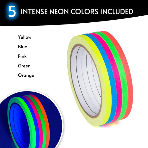 Glow King Blacklight Reactive Glow Tape - Premium UV Fluorescent Neon Party Gifts for Room Decoration