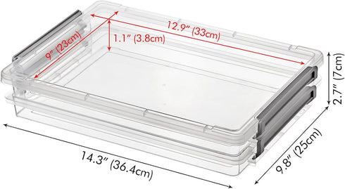 Plastic File Storage Box, 2-Tier Portable Project Case, Document Storage Organizer for A4 File Paper, Certificate,