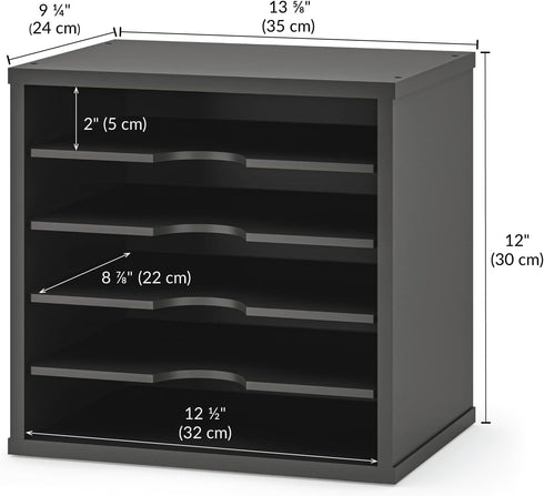 Ballucci 5 Tier Adjustable File Organizer Paper Sorter, Office Desk Organizer, 13 5/8" x 9 1/4" x 12", Black