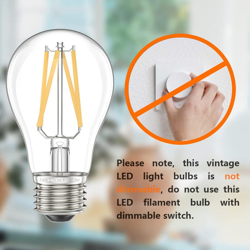 LED Edison Light Bulbs, 4W G45 Non-Dimmable, 2700K Warm White, 40W Equivalent for Tiffany Lamp, Pendant Light, 6 Packs