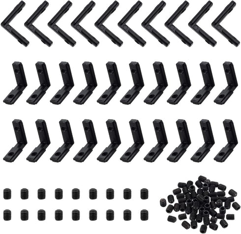 AHANDMAKER 30Pcs Black L Bracket Right Angle Corner Bracket with Screws, Heavy