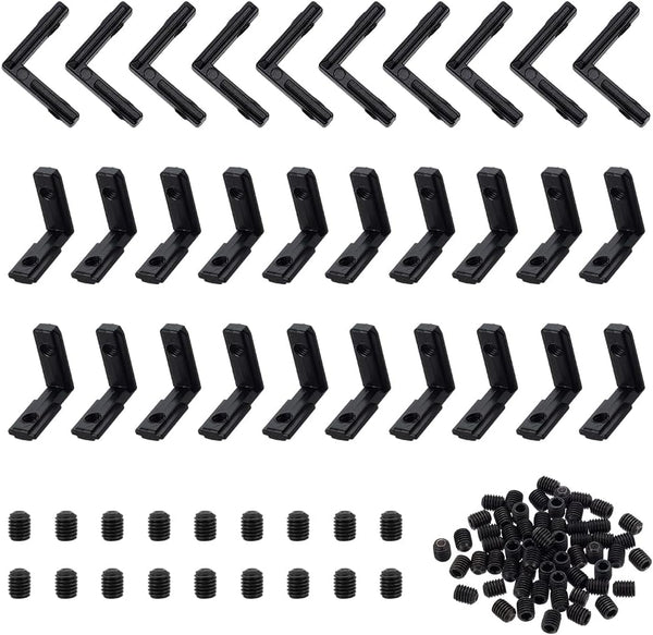 AHANDMAKER 30Pcs Black L Bracket Right Angle Corner Bracket with Screws, Heavy