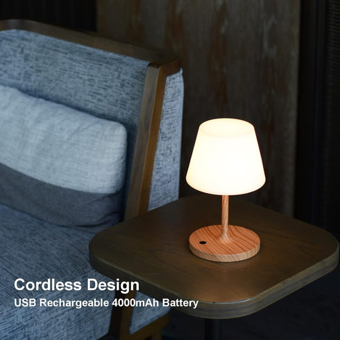 LOTITOL 4000mAh 2700K Dimmable/Portable IP44 (9.6in, Outdoor Table Lamp/Cordless USB Rechargeable / LED/Touch Battery