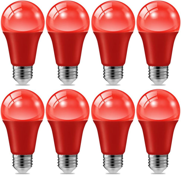 haraqi 8 Pack 9W (60W Equivalent) 120V E26 Base A19 LED Colored