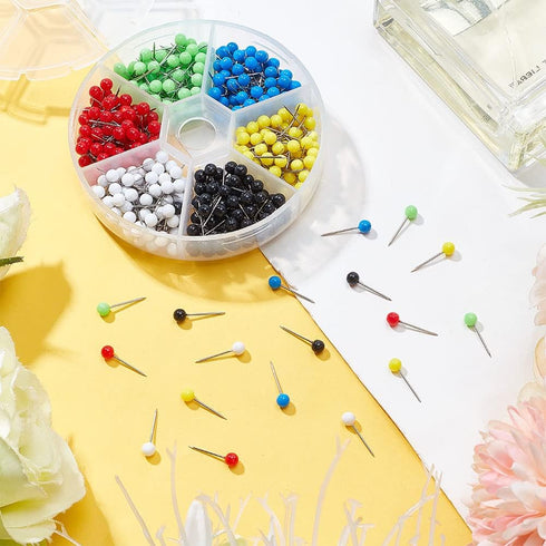 PH PandaHall 600pcs Map Push Pins - 6 Colors 1/8 inch Round Ball Head Thumb Tacks with 304 Stainless Steel Point
