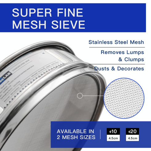 Lab Sieves 500 Mesh, Economy Test Sieve #500 Mesh, 8'' Diameter, Stainless Steel Wire Cloth