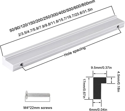 KGUDYS 4-Piece Hardware,150mm/5.9in Finger Edge Pull Handles,Kitchen Cabinet Handles,Aluminium Furniture