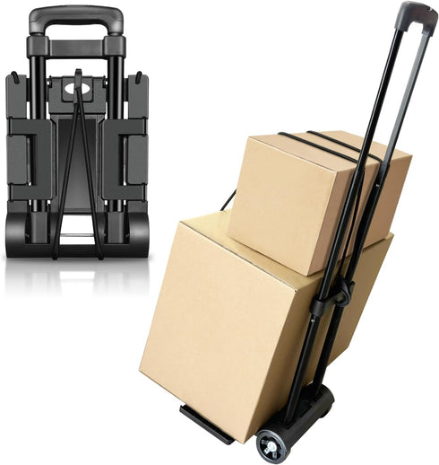 HUFATWINS Folding Hand Truck,Portable Platform Luggage Cart Collapsible Dolly with 2 Wheels &