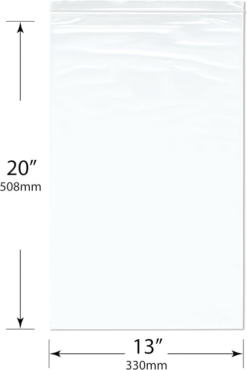 Plymor 13" x 20" Zipper Reclosable Plastic Bags (Pack of 100), 2 Mil