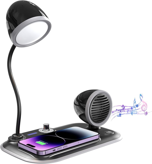 DICEYKNOD 3-in-1 LED Desk Lamp with 15W Wireless Charger & Exclusive Bluetooth Speaker,