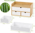 Desk Organizer with Drawers, Bamboo Desktop Storage for Bills, Office Supplies, Cosmetics, No Assembly Required