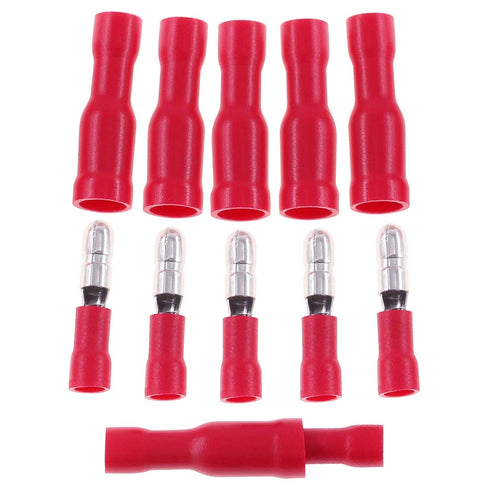 Hilitchi 50Pairs Insulated Male Female Bullet Quick Splice Wire Terminals, Wire Crimp Connectors, Red, 22-16 Gauge