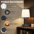 AUAUY 5200mAh 3 Dimmable, Table Lamp for Bedroom, Battery Powered Touch Bedside Lamps, Rechargeable Desk Lamp Cordless