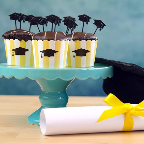 Whaline 600pcs Graduation Cap Stickers, Self-Adhesive Black Graduation Hat Labels for Party Decor