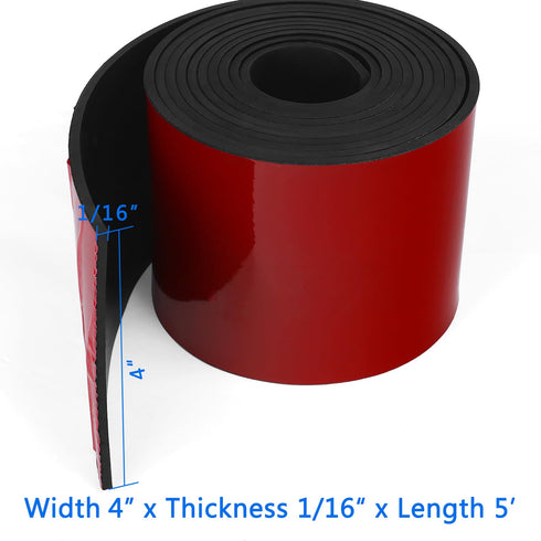 WochiTV Adhesive Solid Rubber Strips, 4" Wide x 1/16" Thick x 60" Long Black Neoprene Rolls