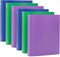 Blue Summit Supplies 3 Ring Plastic Binders, 1 Inch Light Flexible Plastic, Assorted Colors, 6-Pack