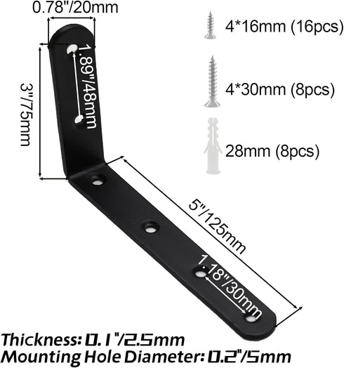 Luomorgo 4 5 3 Inch, Pcs L Brackets for Shelves, Heavy Duty Stainless Steel L Shaped Bracket, Decorative Corner Brace