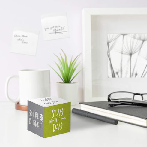 Motivational Sticky Note Cube, 600 Sheets, 2.75" Memo Block with Bright Empowering Messages