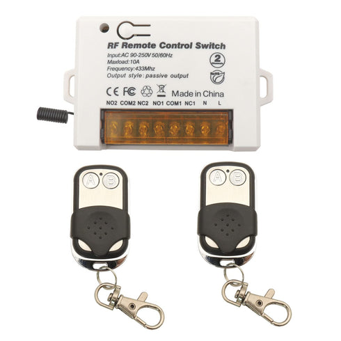DieseRC 2 Channels Wireless Relay Remote Control Switch, 433Mhz RF AC 110V 120V 220V 240V, 10A Relay Receiver