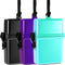 Outus 3 Pieces Waterproof ID Card Holder with Floating Sports Case Locker and Rope (Black Purple Lake Blue)