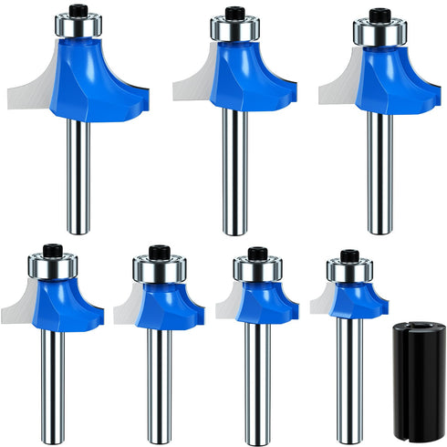 Roundover Edging Router Bit Set, 1/4 Inch Shank Carbide Bits for Woodworking Milling Tools