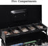 Cash Box with Combination Lock, Durable Metal Cash Box with Money Tray, Security Locker with Cable, Black