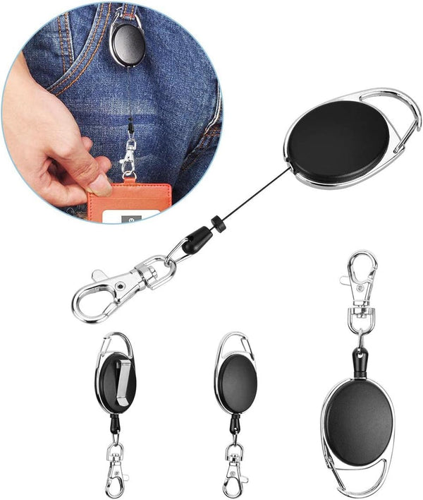 YoungRich 4PCS Retractable Key Chain for Man Woman, Key Ring Chain with Belt Clip, Extendable Strong Spring Lanyard