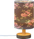 ALAZA Pink Rose Floral on Black Background Table Lamp for Bedroom USB Port Bedside Lamp Small Nightstand Desk Lamp