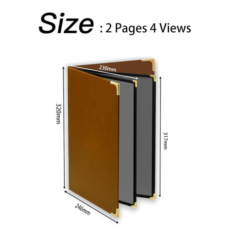 8.5 11 2 Pack 2 4 Restaurant Menu Covers x Menu Holder, Page View Faux Leather Menu Book with Clear PVC Sleeves |