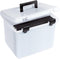 Pendaflex Portable File Box, Frosted White with Hinged Lid and 3 Black Letter Size Hanging Folders Included