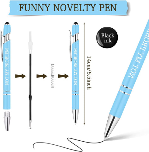 AUAUY Snarky Office Pens, Funny Ballpoint Pens Office Inspirational Quotes, Metal Inspirational Pen Set with Stylus Tip Motivational Messages, Black Ink Pens Encouraging Stylus Pen (10 Pack) by AUAUY