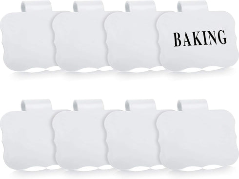 Zonon 8 Pack Basket Labels Clips with 40 Pcs Pantry Labels Set, Removable Bin 3.5 x 2.4 Inch for Kitchen, Black & White
