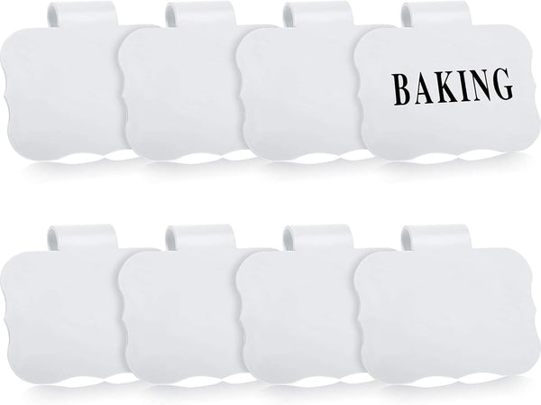 Zonon 8 Pack Basket Labels Clips with 40 Pcs Pantry Labels Set, Removable Bin 3.5 x 2.4 Inch for Kitchen, Black & White