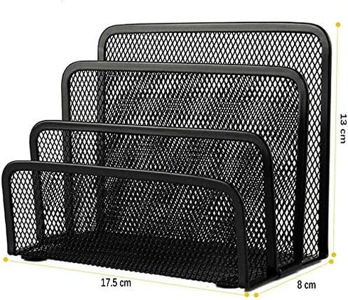Desk Mail Organizer - Small File Letter Holder, Metal Mesh Desktop Storage for Home or Office (2 Pack Black)