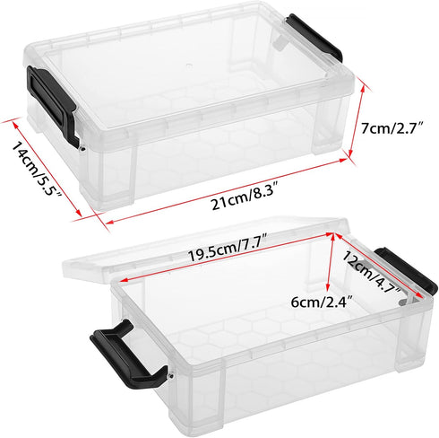 BTSKY 4 Pack Extra Large Capacity Plastic Pencil Box, Stackable Clear Storage Organizer for Office Supplies