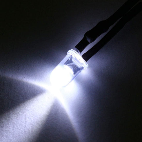 uxcell 5Pcs 5mm Pre Wired LED, White DC24V Clear Lens, Light Emitting Diodes