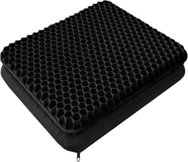 Gel Enhanced Seat Cushion - Double Thick Honeycomb Breathable Design - Non-Slip Cover for Long Sitting - Office Chair