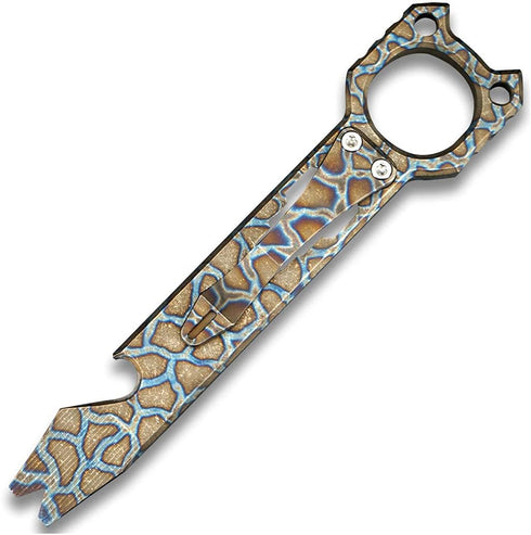 LIPOUD Twosun Titanium Pry Bar EDC Pry Tool Bottle Opener Outdoor Multifunctional Prybar With Pocket Clip (Flame Ti)