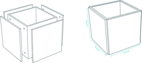 HESIN Acrylic Photo Block Cube Pen Holder, 4-Side Desktop Storage Organizer for Office, Home, Kids, 5" x 5" Photo Frame