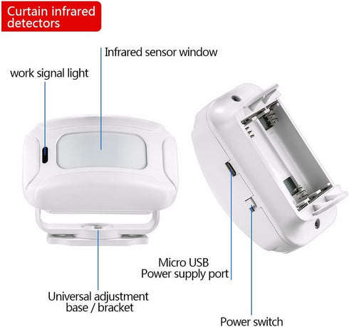 HENDUN Add-on Motion Sensor, Extra Transmitter for Wireless Door Chime, PIR Detector, Sensor Alarm for Shopkeeper