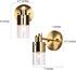 1-Light Gold Wall Sconces Lighting, Modern Glass Wall Lights for Bathroom, Bedroom, Living Room, Adjustable