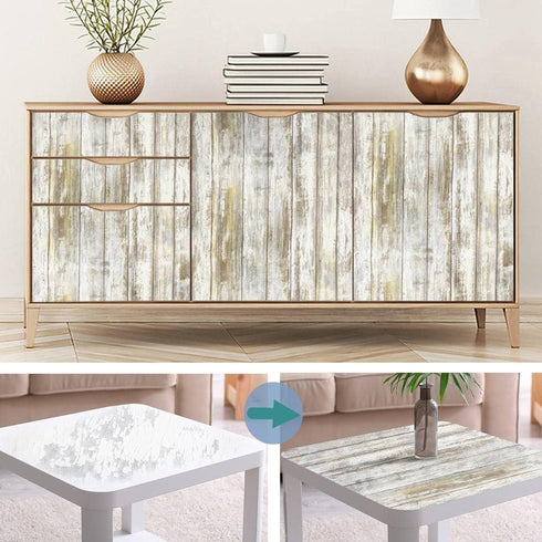 Arthome Rustic Wood Contact Paper, Peel and Stick Self-Adhesive Wallpaper for Countertop Cabinets, 11.8x100'' Gray