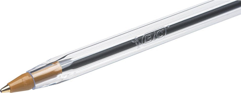 Bic Cristal Original Ballpoint Pens, Medium Point (1.0 mm), Blue, Box of 50 Every-Day Writing Pens with Clear Barrel