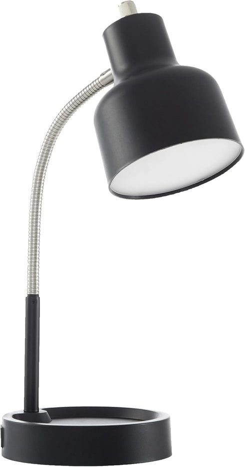 Generic 17" LED Catch-All Base & AC Outlet Adjustable Flexible Desk Lamp (Black)